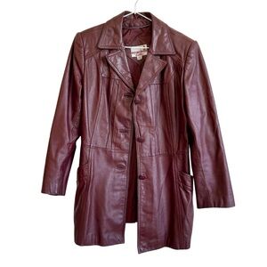 Classic Directions Maroon Burgundy Leather Vintage 90s Jacket